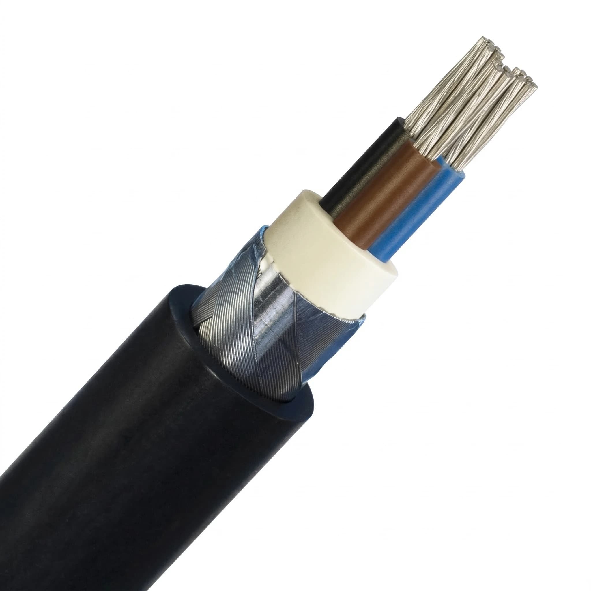 0,6/1 kV PVC izoleli, yassı çelik tel zırhlı, çok damarlı, alüminyum iletkenli kablolar